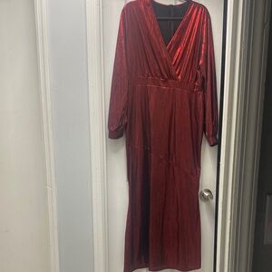 Chic Long Sleeve Red Dress